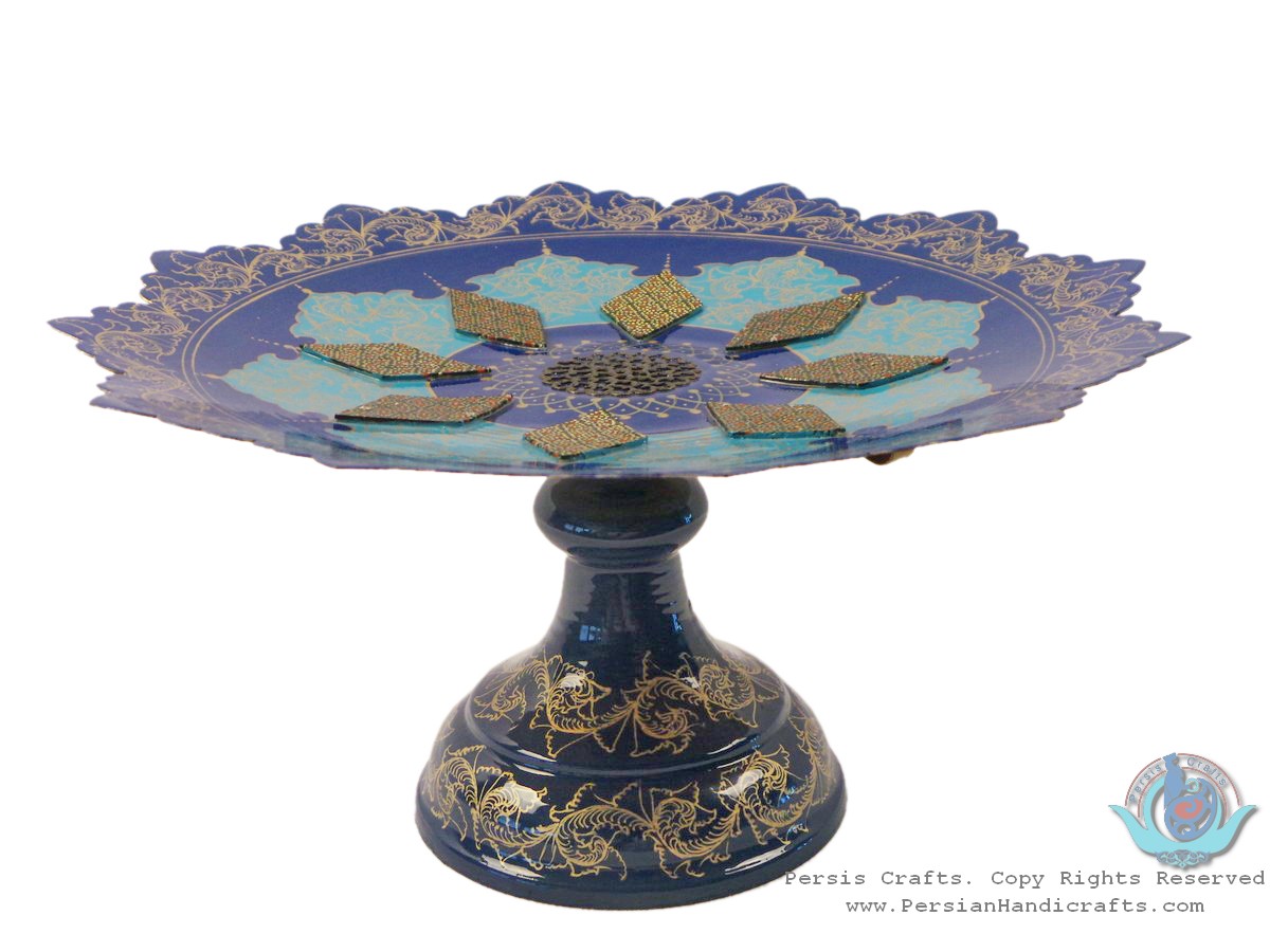 Modern Style Enamel & Khatam on Copper Pedestal Candy/Nut Dish HE3036